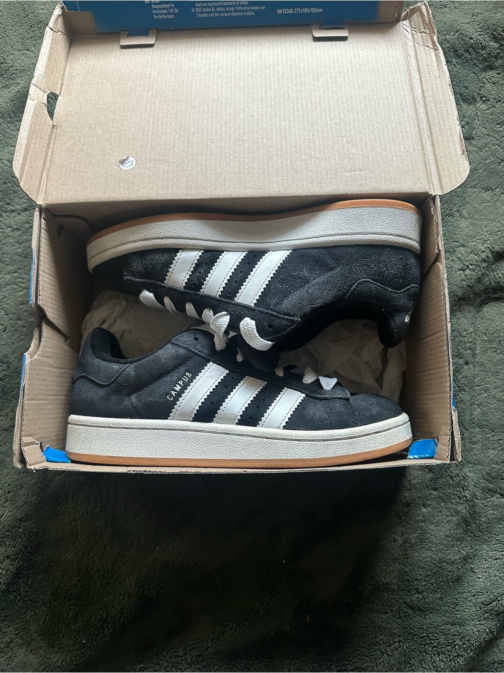 adidas Campus Suede Sneakers in Black with White Stripes